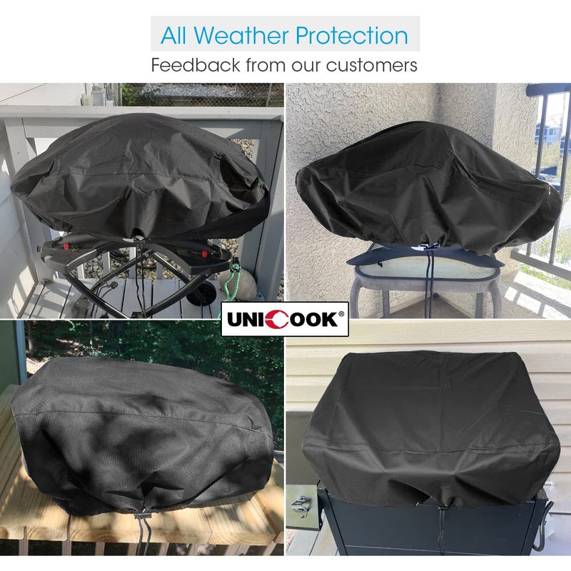 Unicook Waterproof Portable Grill Cover for Weber Q2000, Q200 Series and Baby Q Gas Grill, Compared to Weber 7111, All Weather Protection, Black - Image 2